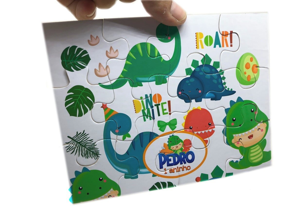 Quebra-cabeça dinossauro colorido personalizado